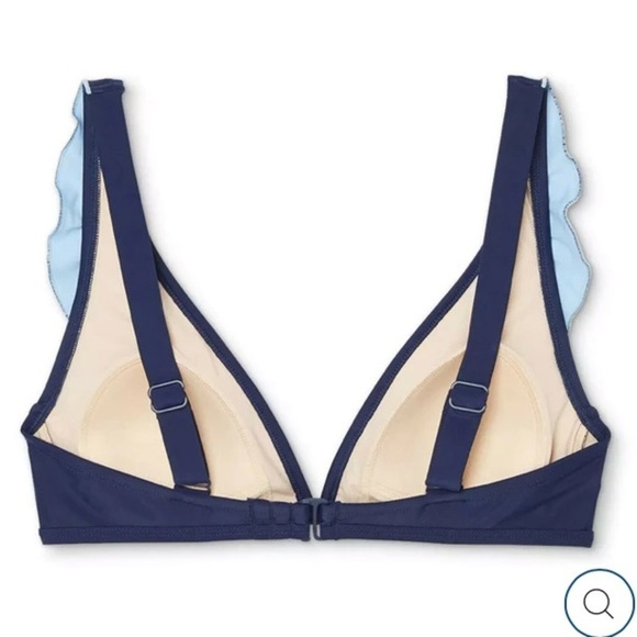 (S)- KONA SOL WOMEN'S RUFFLE BIKINI TOP - OXFORD BLUE - Picture 7 of 8